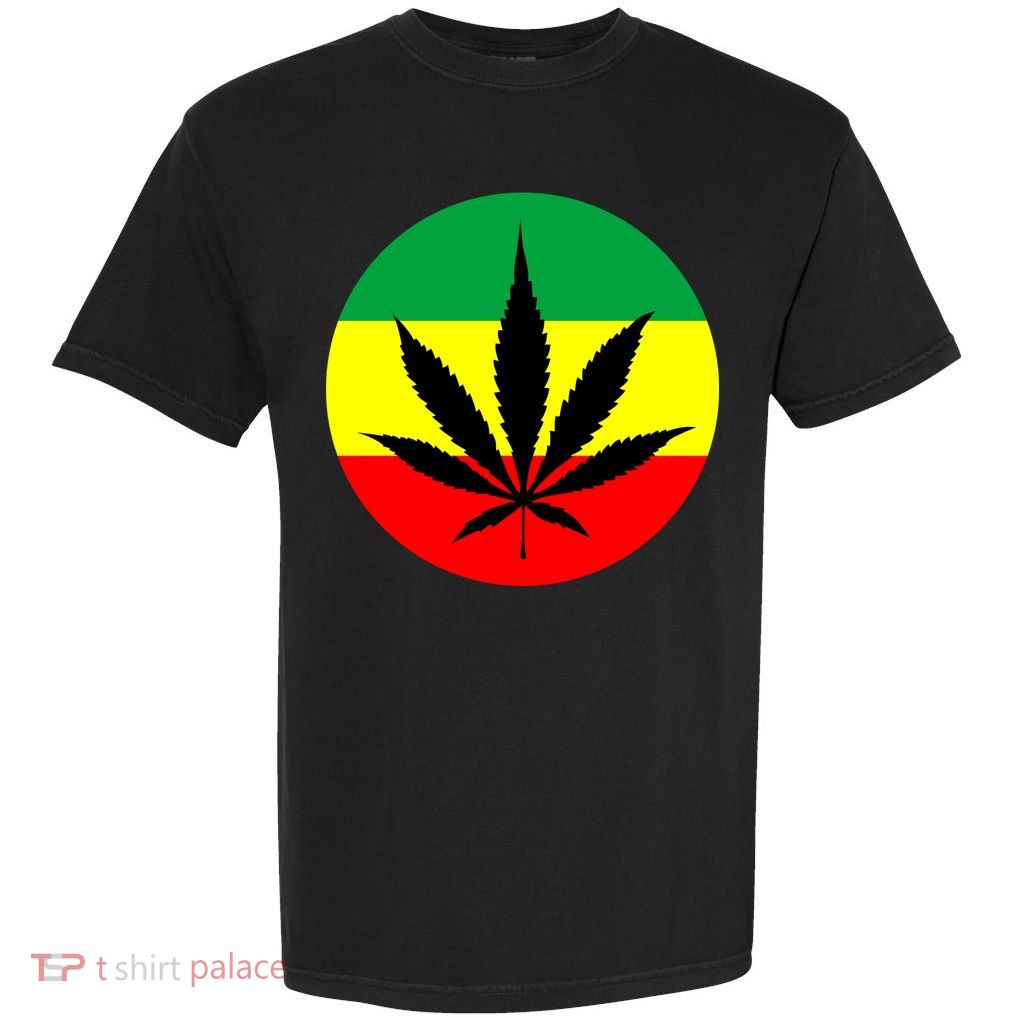 Cannabis Leaf Jamaican Style Garment-Dyed Heavyweight T-Shirt