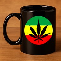 Cannabis Leaf Jamaican Style 11oz C Handle Ceramic Mug