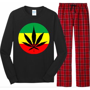 Cannabis Leaf Jamaican Style Long Sleeve Pajama Set