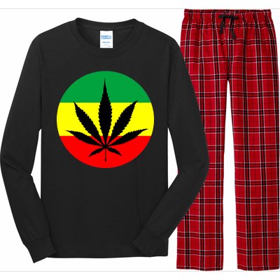 Cannabis Leaf Jamaican Style Long Sleeve Pajama Set