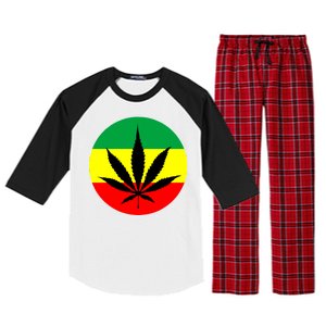 Cannabis Leaf Jamaican Style Raglan Sleeve Pajama Set