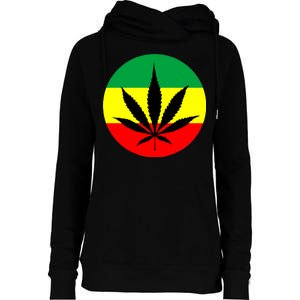 Cannabis Leaf Jamaican Style Womens Funnel Neck Pullover Hood