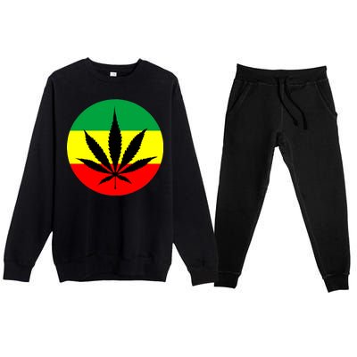 Cannabis Leaf Jamaican Style Premium Crewneck Sweatsuit Set