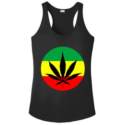 Cannabis Leaf Jamaican Style Ladies PosiCharge Competitor Racerback Tank