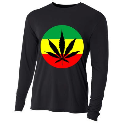 Cannabis Leaf Jamaican Style Cooling Performance Long Sleeve Crew