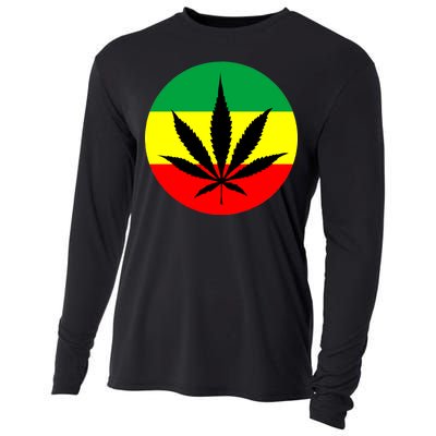 Cannabis Leaf Jamaican Style Cooling Performance Long Sleeve Crew