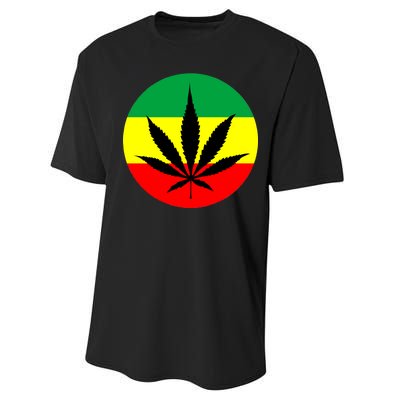 Cannabis Leaf Jamaican Style Performance Sprint T-Shirt