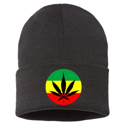 Cannabis Leaf Jamaican Style Sustainable Knit Beanie