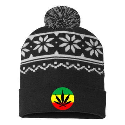 Cannabis Leaf Jamaican Style USA-Made Snowflake Beanie