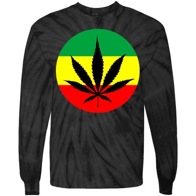 Cannabis Leaf Jamaican Style Tie-Dye Long Sleeve Shirt