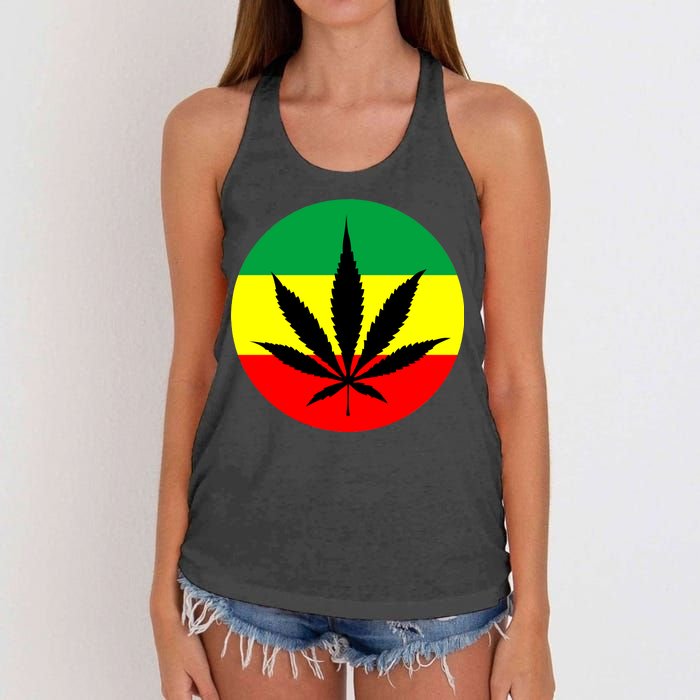 Cannabis Leaf Jamaican Style Women's Knotted Racerback Tank