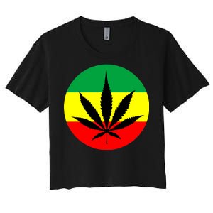 Cannabis Leaf Jamaican Style Women's Crop Top Tee