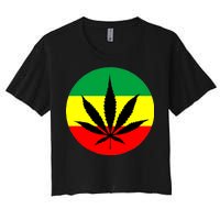 Cannabis Leaf Jamaican Style Women's Crop Top Tee