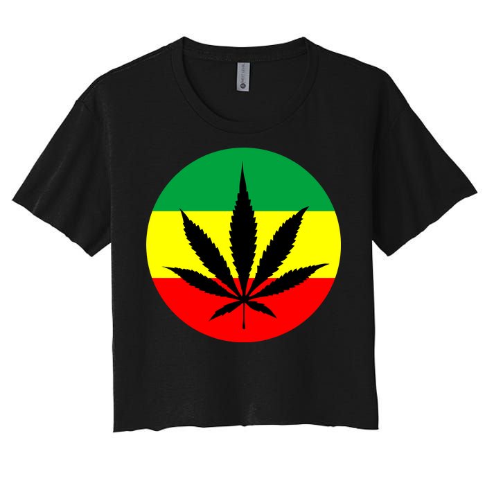 Cannabis Leaf Jamaican Style Women's Crop Top Tee