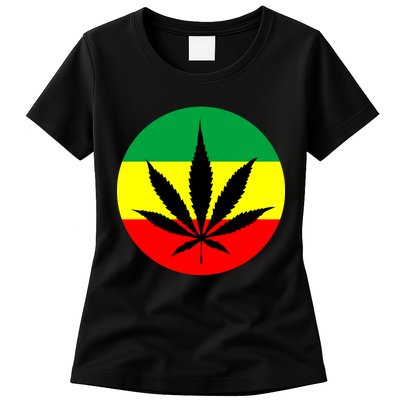 Cannabis Leaf Jamaican Style Womens T-Shirt