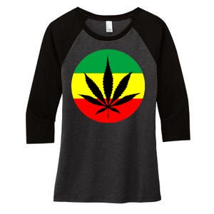 Cannabis Leaf Jamaican Style Women's Tri-Blend 3/4-Sleeve Raglan Shirt