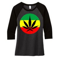 Cannabis Leaf Jamaican Style Women's Tri-Blend 3/4-Sleeve Raglan Shirt