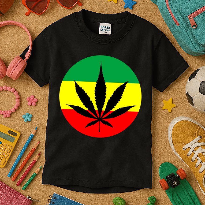 Cannabis Leaf Jamaican Style Kids T-Shirt