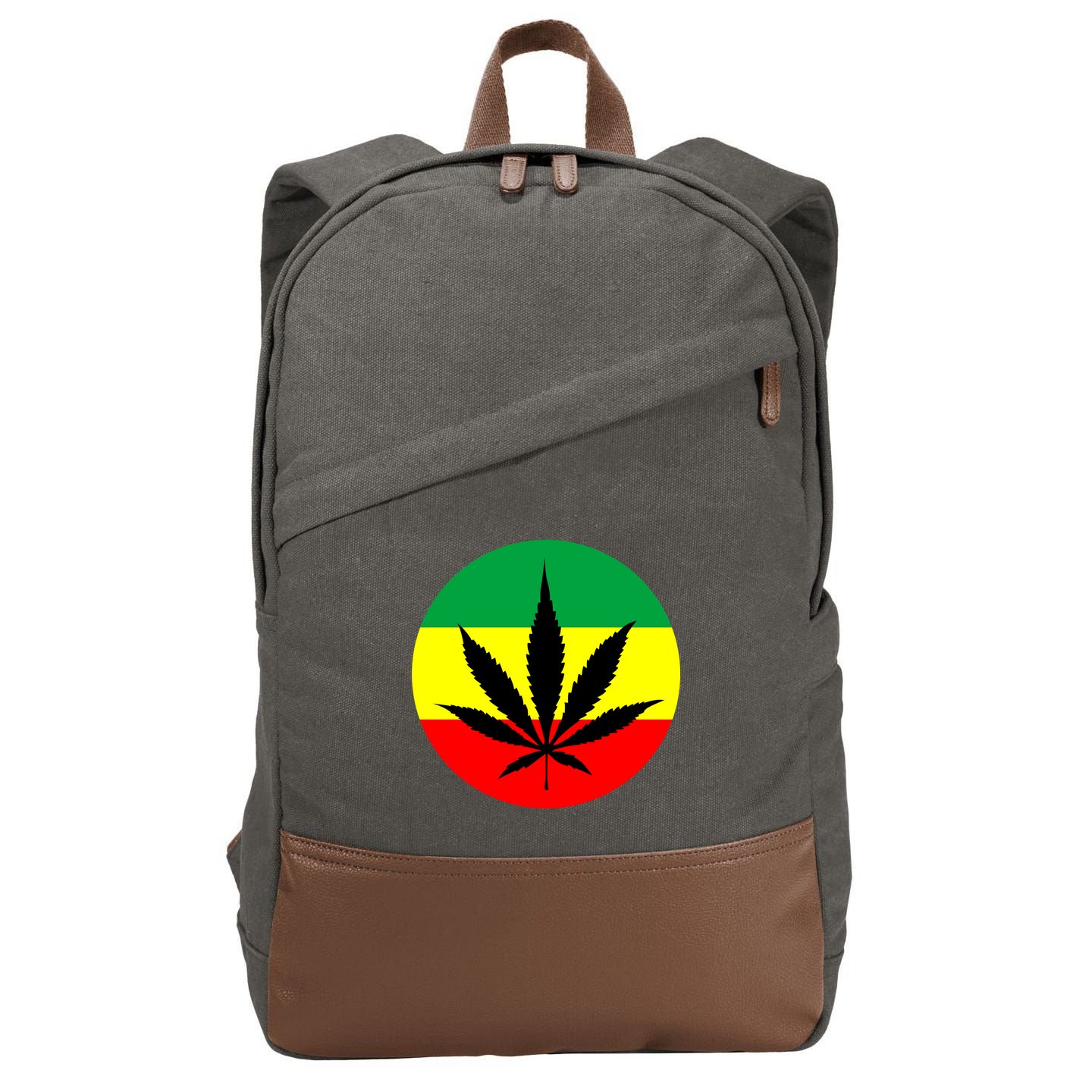 Cannabis Leaf Jamaican Style Cotton Canvas Backpack