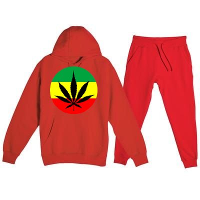 Cannabis Leaf Jamaican Style Premium Hooded Sweatsuit Set