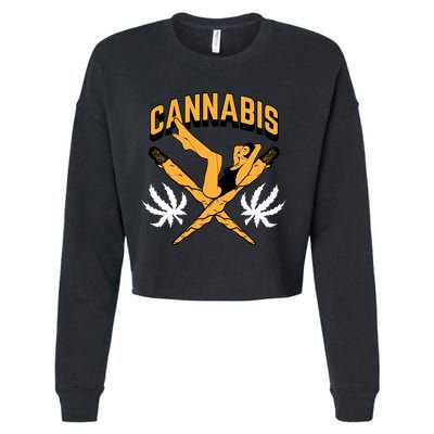 Cannabis Marijuana Joint Hammock Cropped Pullover Crew