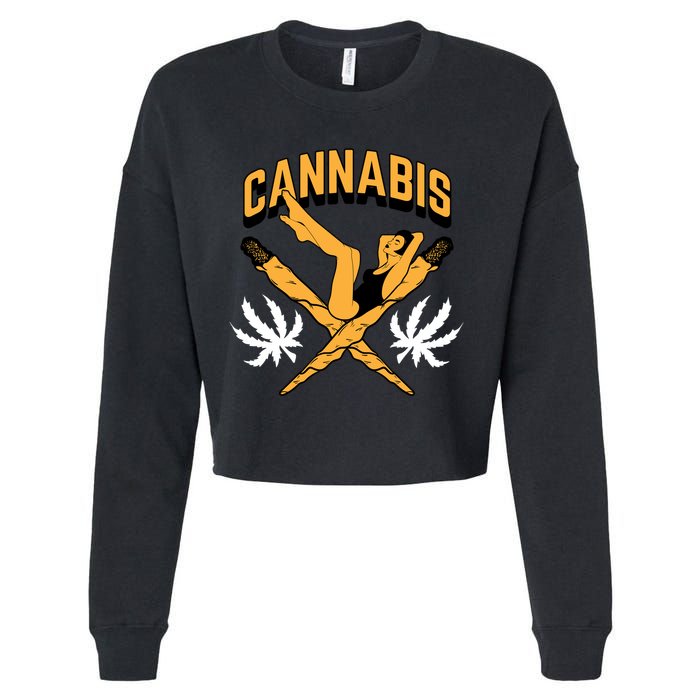 Cannabis Marijuana Joint Hammock Cropped Pullover Crew