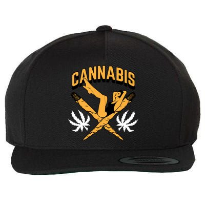 Cannabis Marijuana Joint Hammock Wool Snapback Cap