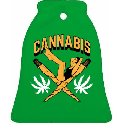 Cannabis Marijuana Joint Hammock Ceramic Bell Ornament