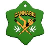 Cannabis Marijuana Joint Hammock Ceramic Star Ornament