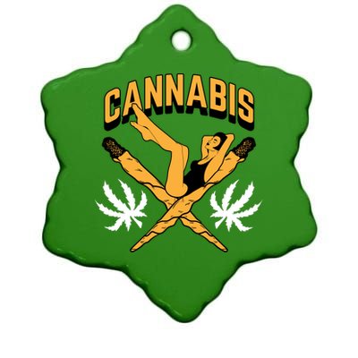 Cannabis Marijuana Joint Hammock Ceramic Star Ornament