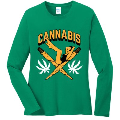 Cannabis Marijuana Joint Hammock Ladies Long Sleeve Shirt