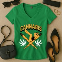 Cannabis Marijuana Joint Hammock Women's V-Neck T-Shirt