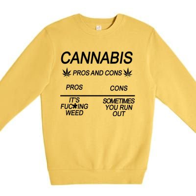 Cannabis Pros And Cons Weed Premium Crewneck Sweatshirt