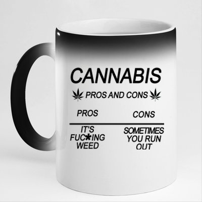 Cannabis Pros And Cons Weed 11oz Black Color Changing Mug