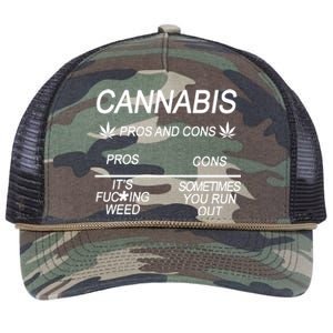 Cannabis Pros And Cons Weed Retro Rope Trucker Hat Cap