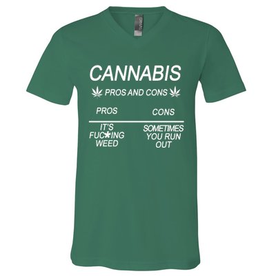 Cannabis Pros And Cons Weed V-Neck T-Shirt