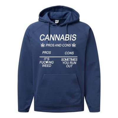 Cannabis Pros And Cons Weed Performance Fleece Hoodie