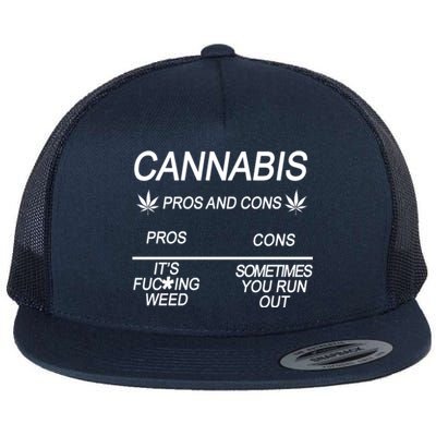 Cannabis Pros And Cons Weed Flat Bill Trucker Hat