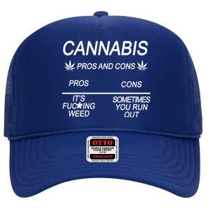 Cannabis Pros And Cons Weed High Crown Mesh Back Trucker Hat