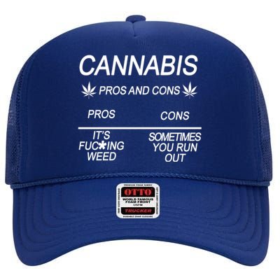 Cannabis Pros And Cons Weed High Crown Mesh Back Trucker Hat