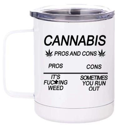 Cannabis Pros And Cons Weed 12 oz Stainless Steel Tumbler Cup