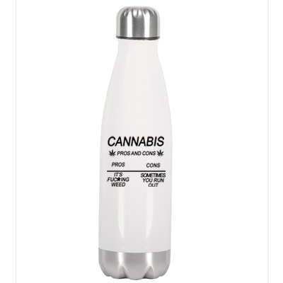 Cannabis Pros And Cons Weed Stainless Steel Insulated Water Bottle