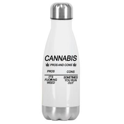 Cannabis Pros And Cons Weed Stainless Steel Insulated Water Bottle