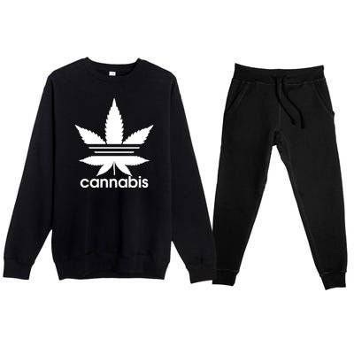 Cannabis Sports Logo Premium Crewneck Sweatsuit Set