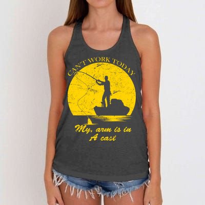 Can't Come Into Work Today My Arm Is In A Cast Women's Knotted Racerback Tank