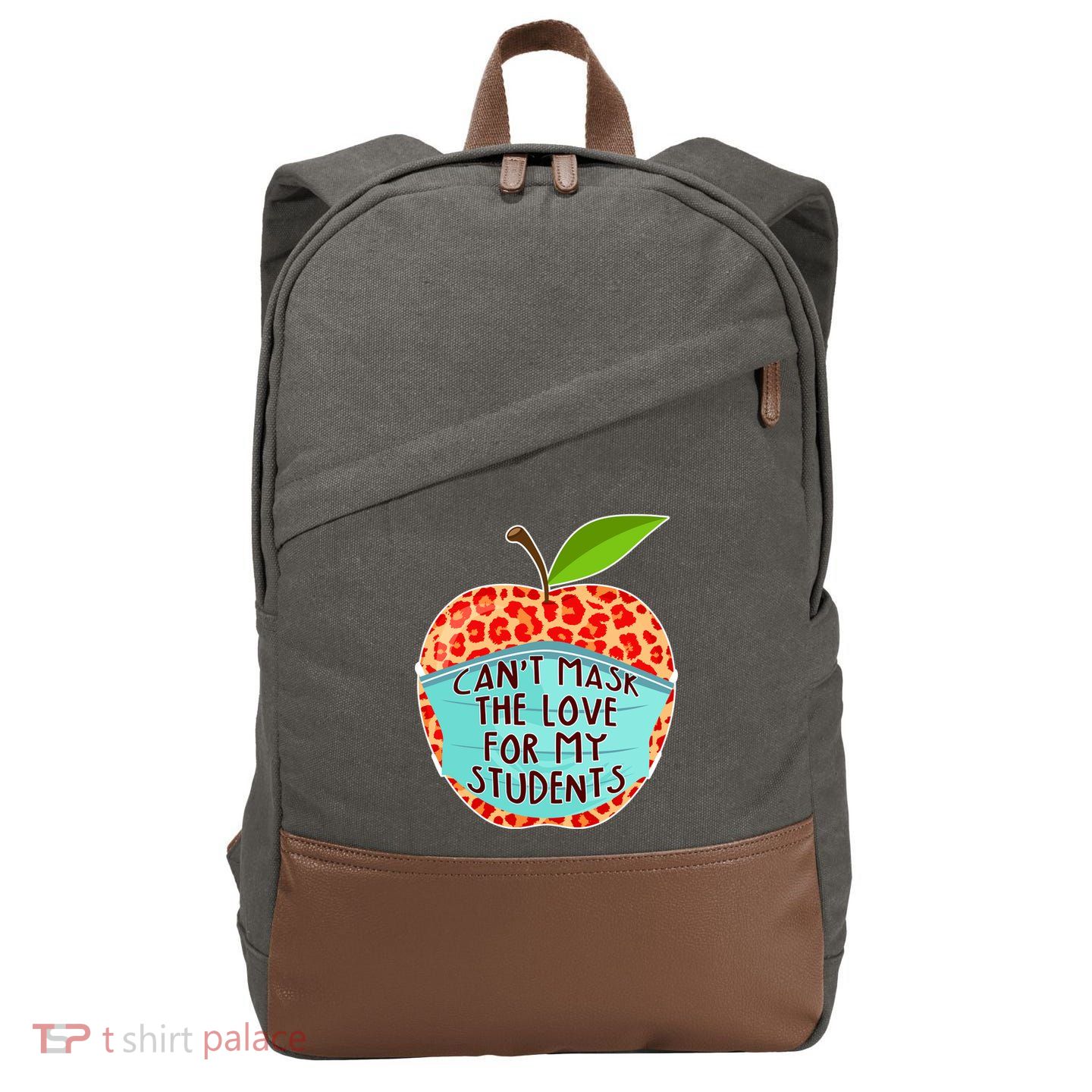 Can't Mask The Love For My Students Cotton Canvas Backpack
