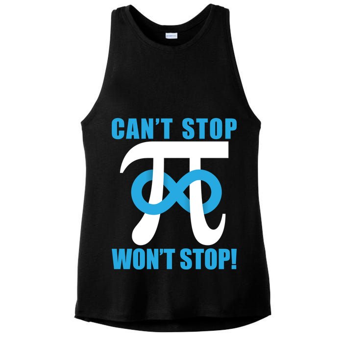 Can't Stop Won't Stop! Pi Day Infinity Math Geek Logo Ladies PosiCharge Tri-Blend Wicking Tank