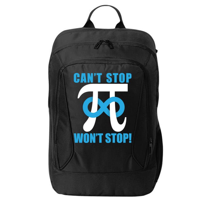 Can't Stop Won't Stop! Pi Day Infinity Math Geek Logo City Backpack