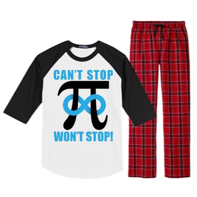 Can't Stop Won't Stop! Pi Day Infinity Math Geek Logo Raglan Sleeve Pajama Set