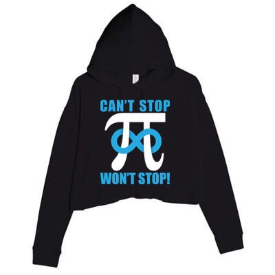 Can't Stop Won't Stop! Pi Day Infinity Math Geek Logo Crop Fleece Hoodie